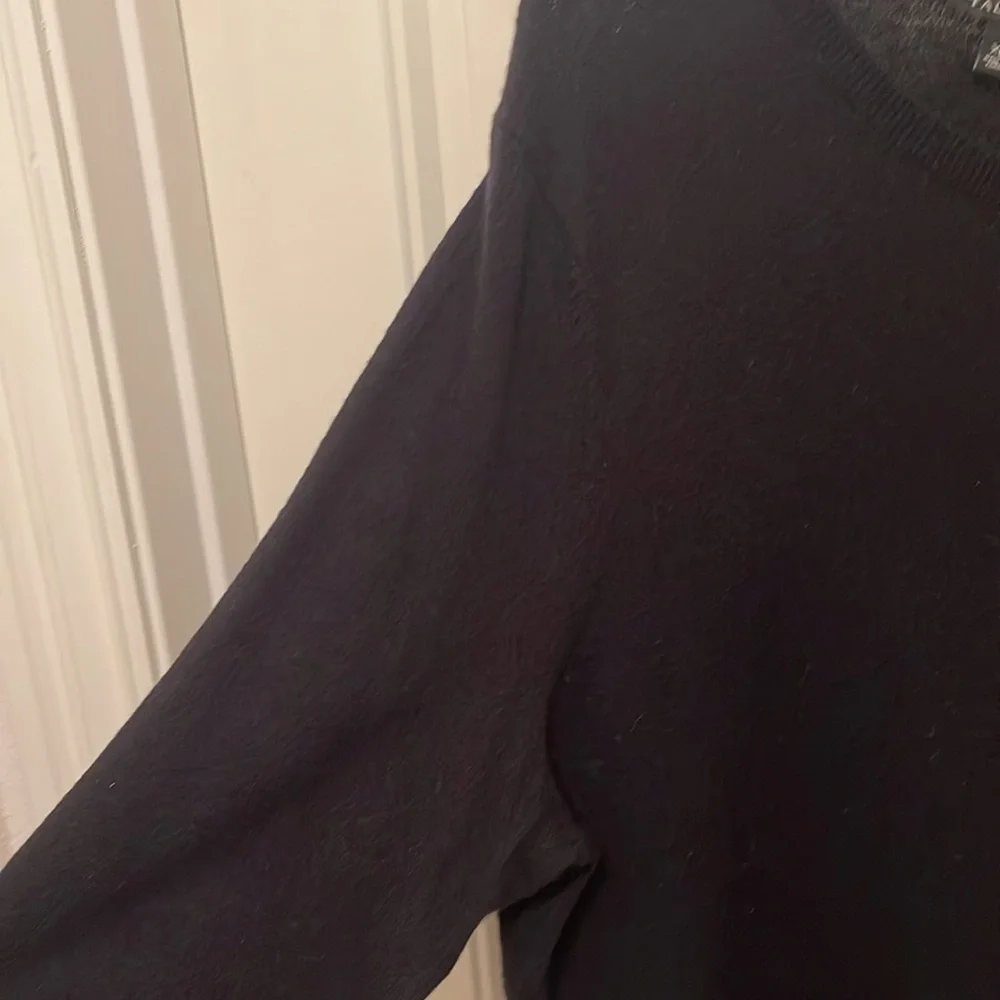 Talbots Pullover 3 button Lambswool blend Sweater Women’s Sz XL Black bell cuffs